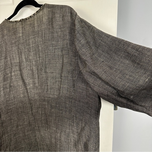 Eileen Fisher jacket/blazer sz 1X black heather, linen blend, raw edges - Picture 12 of 12